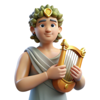 vibrant joyful gothic Apollo, God of Music and Poetry, holding a lyre, NO BACKGROUND with Transparent Background. sharp png
