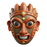 fascinating classic A stylized tribal mask, intricate carvings. NO BACKGROUND with Transparent Background. high resolution png