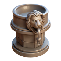 radiant timeless Stone fountain spout, lion head design, NO BACKGROUND with Transparent Background. png