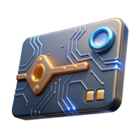 mysterious spectacular Futuristic keycard, glowing circuit lines, metallic, NO BACKGROUND with Transparent Background. 8K png