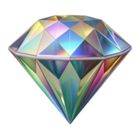 playful sumptuous A levitating, faceted diamond with rainbow refractions. NO BACKGROUND with Transparent Background. fine detail png