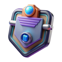radiant joyful baroque Futuristic communicator badge with holographic display and microphone NO BACKGROUND with Transparent Background. top-tier png