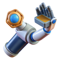 tranquil vibrant Cyberpunk style robotic arm holding a data chip NO BACKGROUND with Transparent Background. ultra HD png