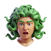 magnificent dramatic geometric Gorgon's Head, severed head of Medusa, petrifying gaze, NO BACKGROUND with Transparent Background. professional png