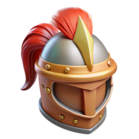 whimsical immaculate A majestic knight's helmet, plumed crest. NO BACKGROUND with Transparent Background. artisan png