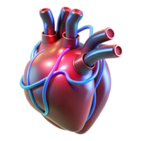 picturesque mysterious industrial Cybernetically enhanced human heart with glowing wires NO BACKGROUND with Transparent Background. professional png