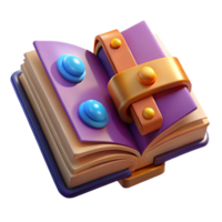 nostalgic spectacular A stylized spellbook, open to a page of runes. NO BACKGROUND with Transparent Background. high quality png