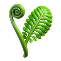 timeless coastal A single green fern frond unfurling NO BACKGROUND with Transparent Background. expertly shot png