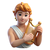 mesmerizing bold urban Apollo, God of Music and Light, playing lyre, NO BACKGROUND with Transparent Background. flawless png