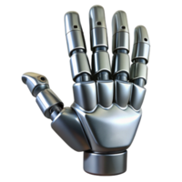 magnificent intense futuristic Robot hand with articulated fingers and metallic finish NO BACKGROUND with Transparent Background. 4K png