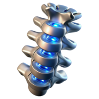 tranquil magnificent Cybernetic spine with glowing vertebrae and metallic plating NO BACKGROUND with Transparent Background. gallery standard png