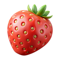 notable retro A single, ripe red strawberry with exaggerated seeds. NO BACKGROUND with Transparent Background. fine detail png