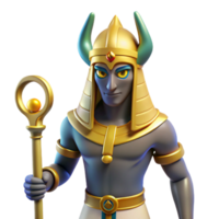 signature rustic Osiris, Egyptian god of the underworld, resurrected god, NO BACKGROUND with Transparent Background. masterfully captured png