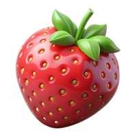 romantic splendid One large, ripe strawberry with green leaves NO BACKGROUND with Transparent Background. precision png
