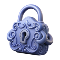 remarkable contemporary A stylized lock, with intricate carvings. NO BACKGROUND with Transparent Background. expertly shot png