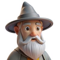 stunning romantic retro A wise old wizard with a long white beard and a pointed hat. NO BACKGROUND with Transparent Background. flawless png