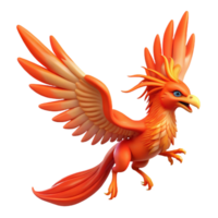 tranquil stunning Phoenix, mythical firebird, mid-flight, NO BACKGROUND with Transparent Background. 4K png