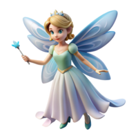rare renaissance Winged fairy, delicate wings, flowing dress, holding a magic wand NO BACKGROUND with Transparent Background. precision png