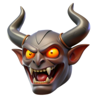 tranquil splendid A fearsome demon head, horns and glowing eyes. NO BACKGROUND with Transparent Background. gallery standard png