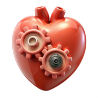 passionate fascinating A human heart made of gears and cogs. NO BACKGROUND with Transparent Background. professional png