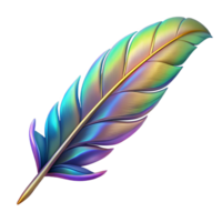timeless gothic A stylized griffin feather, with iridescent colors. NO BACKGROUND with Transparent Background. precision png