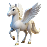 striking signature Pegasus, winged horse, white coat, NO BACKGROUND with Transparent Background. png