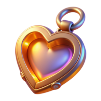 pristine whimsical classic A stylized heart locket, glowing with an inner light. NO BACKGROUND with Transparent Background. 4K png