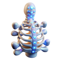vibrant sought-after Cybernetically enhanced human spine with glowing nodes NO BACKGROUND with Transparent Background. png