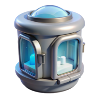quintessential creative Cryogenic chamber with transparent window and frost NO BACKGROUND with Transparent Background. original png