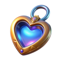 memorable vintage A stylized heart locket, glowing with an inner light. NO BACKGROUND with Transparent Background. authentic png