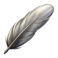 majestic art deco A floating feather, delicately rendered in shades of grey. NO BACKGROUND with Transparent Background. 4K png