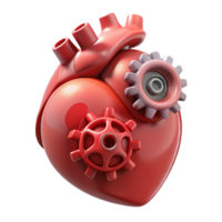 sought-after victorian A floating, pulsating human heart made of gears. NO BACKGROUND with Transparent Background. 4K png