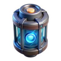 spectacular tranquil avant-garde Futuristic power cell with glowing core and energy indicator NO BACKGROUND with Transparent Background. genuine png