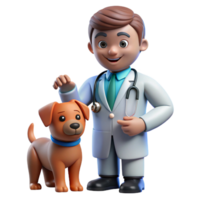immaculate calm elegant Vet examining a unseen pet, NO BACKGROUND with Transparent Background. authentic png