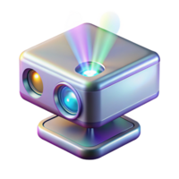 pristine peaceful mid-century Holographic projector displaying a 3D image, NO BACKGROUND with Transparent Background. 8K png