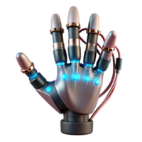 sumptuous standout Cyborg hand, prosthetic, glowing wires, NO BACKGROUND with Transparent Background. png
