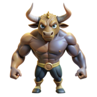 fascinating art deco Minotaur, half bull half man creature NO BACKGROUND with Transparent Background. impeccable png