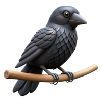 sought-after surreal Raven, black feathers, perched on a branch branch not visible NO BACKGROUND with Transparent Background. gallery standard png