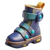 unforgettable coastal Cyberpunk character's boot with retractable blades NO BACKGROUND with Transparent Background. professional png