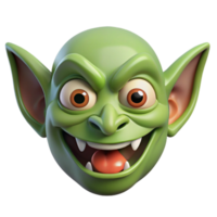 playful sumptuous A stylized goblin face, with a mischievous grin. NO BACKGROUND with Transparent Background. exclusive png