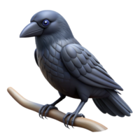 pristine unforgettable Raven, black feathers, perched on a branch branch not visible NO BACKGROUND with Transparent Background. png