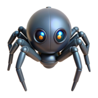picturesque memorable Single robotic spider with glowing eyes NO BACKGROUND with Transparent Background. png