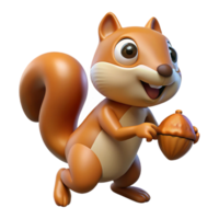 impressive nordic A scurrying squirrel holding a nut. NO BACKGROUND with Transparent Background. high resolution png