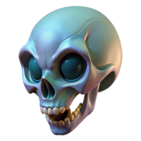 majestic tranquil retro Alien skull with elongated cranium and sharp teeth NO BACKGROUND with Transparent Background. luxury png