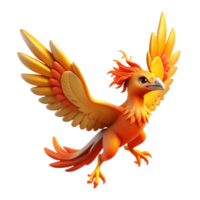 remarkable avant-garde Phoenix, mythical firebird, mid-flight, NO BACKGROUND with Transparent Background. impeccable png