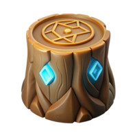 unparalleled surreal Tree stump, glowing runes carved into it NO BACKGROUND with Transparent Background. top-tier png