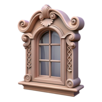 tranquil stunning Victorian window frame, intricate carvings, NO BACKGROUND with Transparent Background. crisp png