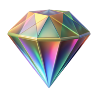 splendid art deco A levitating, faceted diamond with rainbow refractions. NO BACKGROUND with Transparent Background. 8K png