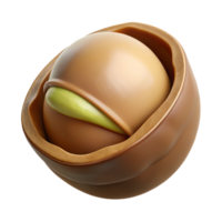 melancholic magnificent Macadamia nut in shell NO BACKGROUND with Transparent Background. original png