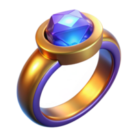 signature bohemian A magical ring with a large, glowing gemstone. NO BACKGROUND with Transparent Background. museum quality png